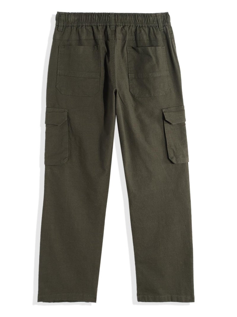 CAVIO Boys Casual Solid Regular Fit Cargo Pants with Multiple Pockets - Image 2